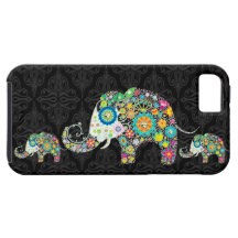Colourful Retro Flower Elephant Family iPhone 5 Case