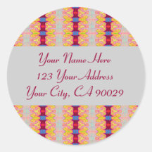 Colourful ribbons address labels round sticker