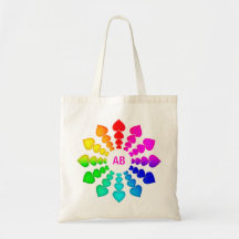 Colourful Romantic Hearts with Monogram - Bag