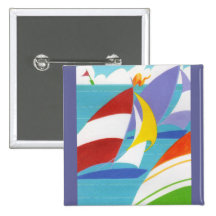 Colourful Sailboats Pin