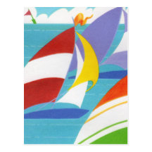 Colourful Sailboats Post Card