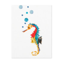 Colourful Sea Horse with Bubbles SeaHorse Post Cards