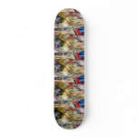 Colourful shimmer fringe close up skateboards