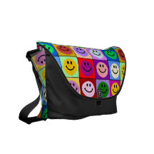 Colourful Smiley Squares bag Messenger Bag