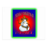 Colourful Snowman design western Howdy Post Cards