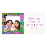 Colourful Squares/Photo Customized Photo Card