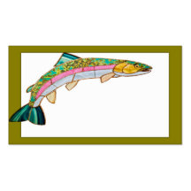 Colourful Stained Glass Trout Business Card