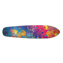 Colourful Stars & Splotches Skateboard D1