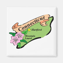 Colourful State of Connecticut Map Tees, Gifts Refrigerator Magnets