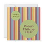 Colourful Stripes Birthday Party invitation