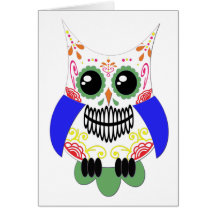 Colourful Sugar Skull Owl Card