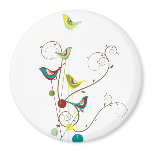 Colourful Summer Bird and Swirls Magnet