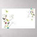 Colourful Summer Bird and Swirls Poster posters