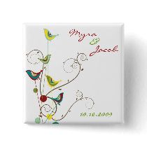 Colourful Summer Bird and Swirls Save-the-Date