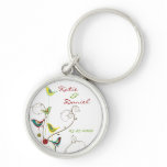 Colourful Summer Bird and Swirls Save-the-Date keychains