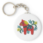 Colourful Swedish Dala Horse keychains