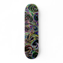 Colourful Swirls on Black Skateboard
