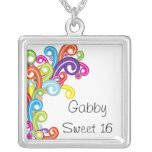 Colourful Swirls Sweet 16 Necklace