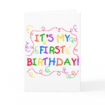 Colourful Text It's My First Birthday cards