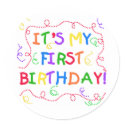 Colourful Text It's My First Birthday stickers