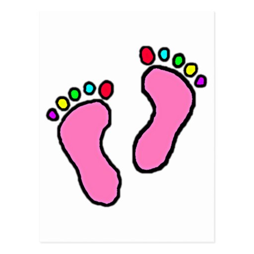 Colourful Toes Pink Soles Cartoon Art Postcard | Zazzle