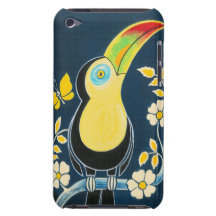 Colourful Toucan On Navy Blue Sky & White Flowers Case-Mate iPod Touch Case