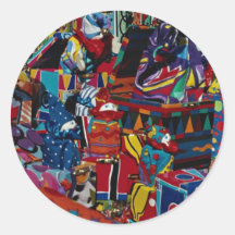 Colourful toys round sticker