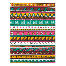 Colourful Tribal pattern Post Cards