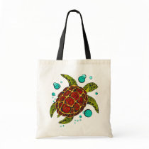 Colourful Tribal Turtle Tattoo Tote Bag