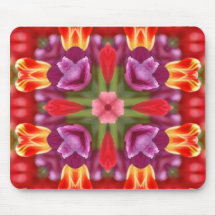 Colourful Tulips Kaleidoscope Mouse Pad