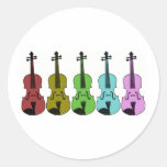 Colourful Violin Round Sticker