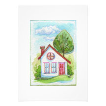 Colourful Watercolor House Invites