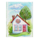 Colourful Watercolor House Postcard