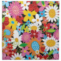 Colourful Whimsical Spring Flowers Garden Napkin