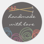 colourful yarn balls knitting needles gift tag s.. stickers