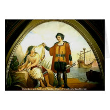 Columbus and the Indian Maiden Greeting Card