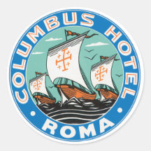 Columbus Hotel Roma Round Stickers
