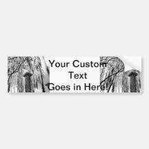Column Under Weeping tree Black and White Picture Bumper Sticker