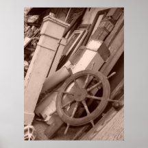Columns Ship Wheel Vintage Salvage Baton Rouge Posters
