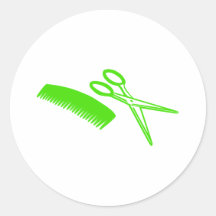 Comb & Scissors - Hairdresser Round Sticker