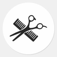 Comb & Scissors Round Stickers