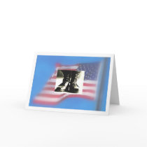Combat boots, US Flag, Military Graduation Card