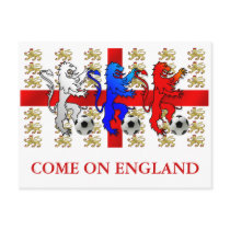 Come On England Three Lions Postcard