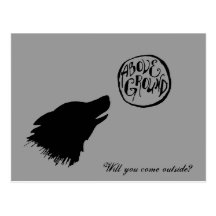 come outside postcard grey