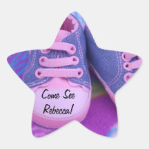 Come See Baby! stickers Star shape Pink Shoes