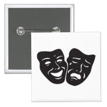 Comedy Tragedy Drama Theatre Masks Pinback Buttons