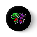 Comedy Tragedy Masks Black Buttons