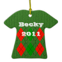 Comfy Christmas Argyle Sweater Ornament