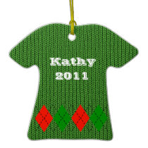 Comfy Red Argyle Sweater Ornament