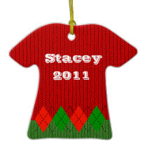 Comfy Red Argyle Sweater Ornament